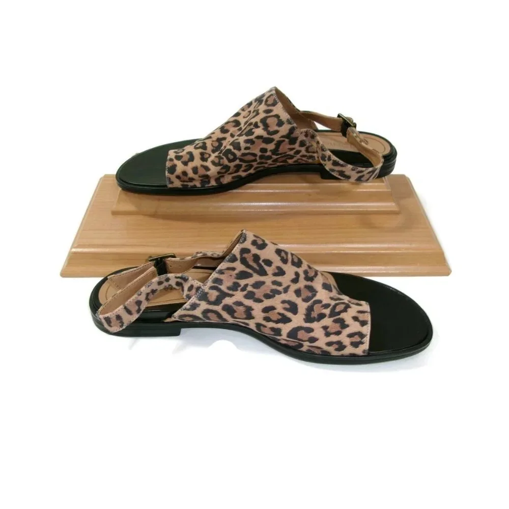 Vionice Womens Ella Toffee Leather Leopard Print Sandals Shoes Size 10 M - Picture 8 of 16
